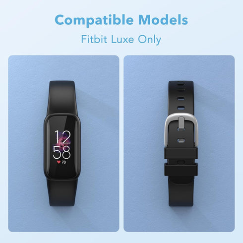 2 Pack Waterproof Bands Compatible with Fitbit Luxe Bands for Women Men, Classic Soft Sports Replacement Wristbands (Small 5.5" - 7.3", black/grey...
