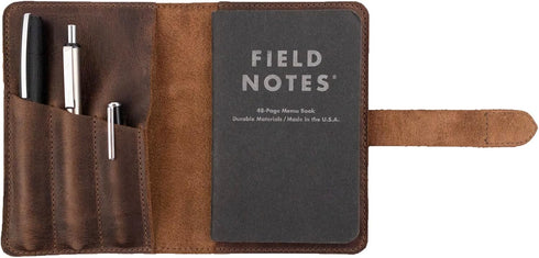 Rustic Cover for Field Notes (3.5 x 5.5 in. Notebook not Included) with Pen Slots, Protective Storage for Journal, Full Grain Leather, Handmade, B...