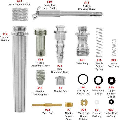Master Airbrush 18 Piece Repair Parts Kit for G22,G23,G24,G25,G26,G34,G39 Models...