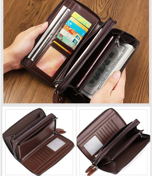 Large Wallet Clutch Long Leather Phone Purse Business Hand Clutch Bag Card Holder Travel Wallet for Men Women Father Husband...