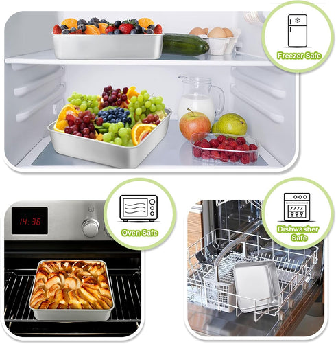 TeamFar Square Cake Pan, 9 Inch Stainless Steel Square Baking Roasting Pan for Cake Brownie Lasagna, Non-Toxic & Heavy Duty, One Piece Design & Sm...