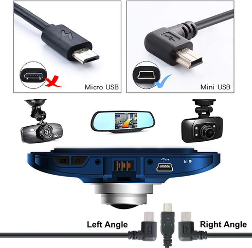 PASOW Mini USB Charging Cable USB 2.0 A-Male to Mini-B Car Vehicle Power Charger Adapter Cord for Dash Cam Rearview Mirror Cam Backup Camera (16FT...