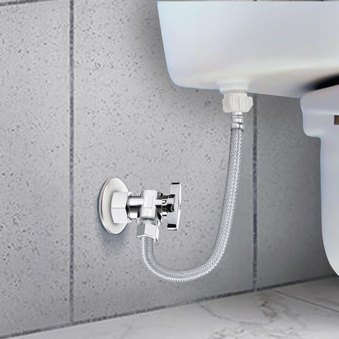 VINTEX Toilet Connector Plumbing kit?Complete Toilet Set Valve with 12" Long Stainless Steel Toilet Connector Hose?1/2 inch NOM Inlet x 3/8 inch O...
