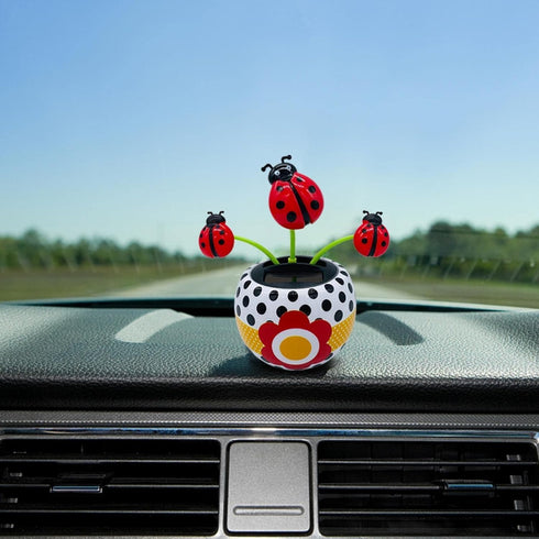 Red Solar Dancing Flower, Cute Power Flower for Car Decoration Swing Flowers, Solar Dashboard Decorations Flower Dancing Decor, Car Dashboard Swin...