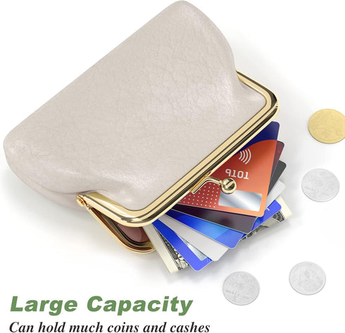 Coin Purse, Small PU Leather Change Purse, Coin Purse Wallet with Clasp, Car Coin Holder Pouch for Woman Men Kids Girls (Apricot)...