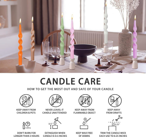 Pink Candlesticks Spiral Taper Candle - Set of 2 Unscented Twisted Candle Wax 10 Inch Long Candle Sticks Unscented Tapered Candles for Home Decora...
