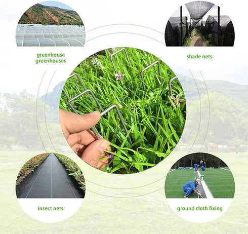 30Pack 6-Inch Galvanized Garden Landscape Staples Stakes, Heavy-Duty Sod Pins Anti-Rust Fence Stakes, Plant Stakes for Weed Barrier Fabric Ground ...