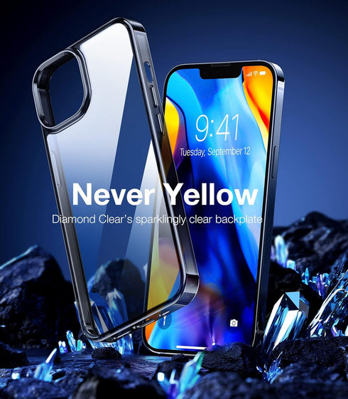 TORRAS Diamond Clear Designed for iPhone 15 Plus Case & iPhone 14 Plus Case, Anti-Yellowing, Military Grade Protection, Shockproof Hard Back Slim ...