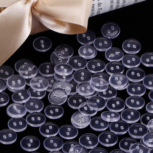 500 Clear Resin Buttons - 2 Hole Transparent Round Craft Buttons for Sewing, Handmake, 10mm...