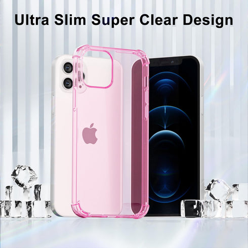 for iPhone 12 Pro Max Case Clear, Transparent Jelly Protective Silicone Phone Case with Design for Women Girly Cute Simple, Thin Slim Fit Soft Fle...