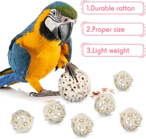 12 Pcs Bird Shreddable Toy 6 Natural Parrot Sola Balls Rattan Foraging Toys Chewing Accessories for Budgie Parakeet Cockatiel Orbs Crafts DIY Vase...