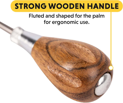 General Tools Scratch Awl Tool with Hardwood Handle - Scribe, Layout Work, & Piercing Wood - Alloy Steel Blade...
