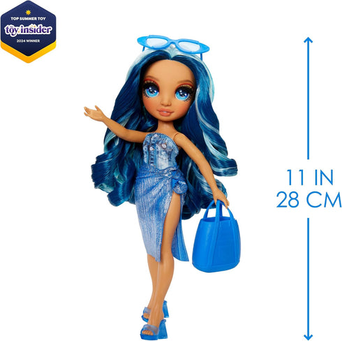 Rainbow High Swim & Style Skyler, Blue 11" Fashion Doll with Shimmery Wrap to Style 10+ Ways, Removable Swimsuit, Sandals, Fun Play Accessories, G...