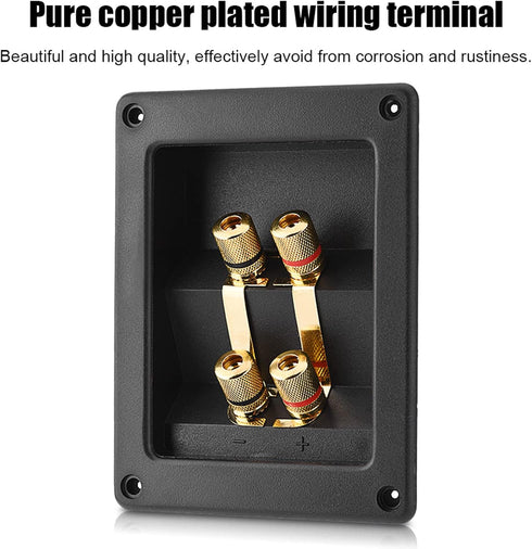 Speaker Terminal Connector, 4 Pure Copper Plated Wiring Terminal Speaker Terminal Box with 4 Mounting Holes...
