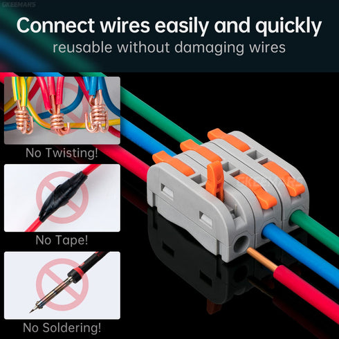 GKEEMARS 50 Pcs Mini Lever Wire, 1 Conductor Compact Wire Connectors Splicing Connectors for Circuit Inline 24-12 AWG (1 in 1 Out)...