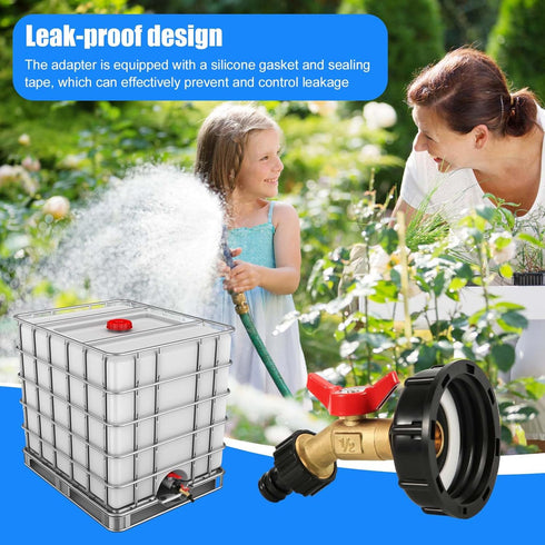 IBC Tote Adapter, 2" Coarse Threads IBC Tote Water Tank Adapter for 275-330 Gallon IBC Tote Fittings Parts Solid Brass Hose Faucet Valves and Gard...