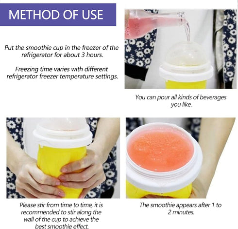 Magic Slushy Maker Cup, Quick Frozen Smoothies Cup,Cooling Cup Double Layer Squeeze Cup,Homemade Milk Shake Ice Cream Maker diy for Kids and Famli...