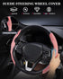 2Pcs Steering Wheel Cover Anti-Skid Segmented Car Accessories for Girls and Women?Leather Universal Fit Car Steering Wheel Cover (Pink)...