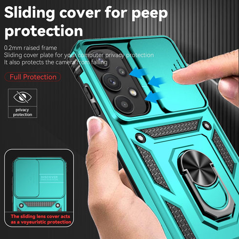 for Samsung Galaxy A35 5G Case with Camera Lens Cover HD Screen Protector, Dual Layer Military-Grade Drop Tested Magnetic Ring Holder Kickstand Pr...