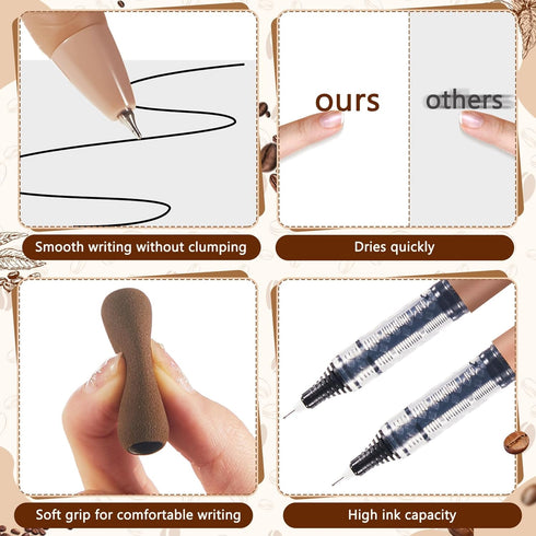 Cute Coffee Pens 24 Pcs Gel Ink Pens Retractable Pens and 1 Pcs Highlighter 0.5mm Fine Point Black Ink Kawaii Smooth Writing Pens for School Offic...