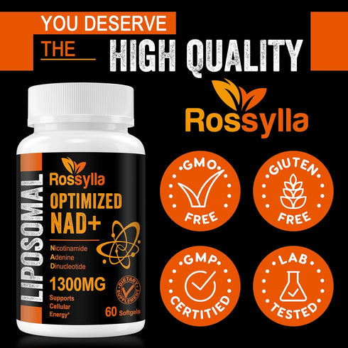 1300 MG Liposomal NAD+ Supplement | Highest Absorption | Purest NAD Supplemet to Boost NAD+ Effetively | Boosting NAD+ Supplement for Aging Defese...