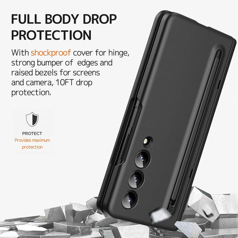 NINKI Compatible Samsung Galaxy Z Fold 4 Case with S Pen Holder and Slim S Pen,Kickstand Hinge Case for Samsung Z Fold 4 Case Screen Protector,Sam...