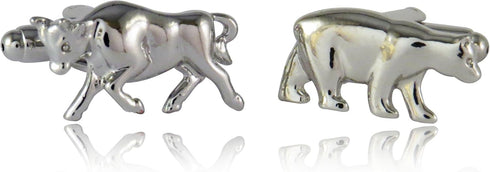 Cuff-Daddy Bull Bear Cufflinks Silver 000 with Presentation Box...