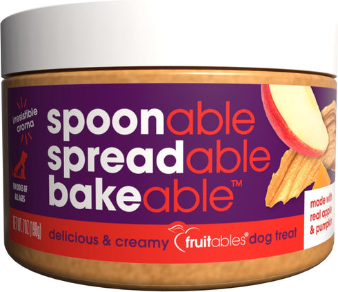 Fruitables Spreads – Spreadable Dog Treat – Bakeable Dog Treat – Real Apple & Pumpkin – Human-Grade 100% Natural Ingredients – Great for All Dogs ...