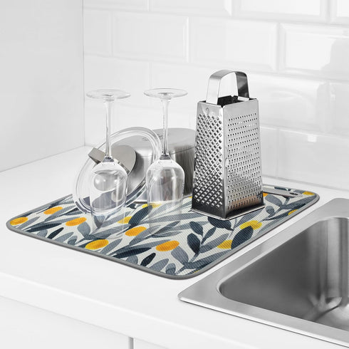 Dish Drying Mat for Kitchen Counter Pad Rack Mat Countertop Dishes, 16'' x 18'' Microfiber Dish Drying Mat Super Absorbent Dishware drying pad Dry...