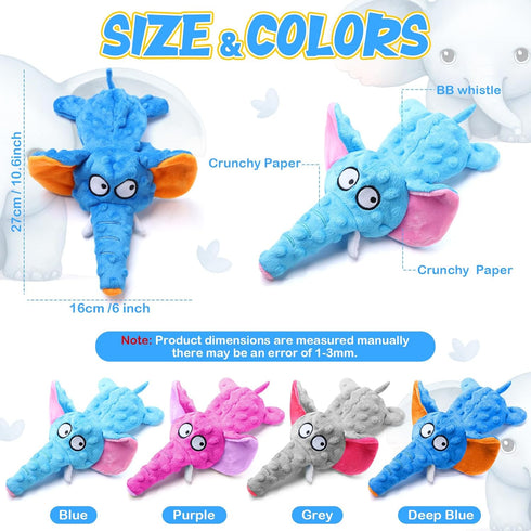 4 Pack Squeaky Dog Toys, Dog Toys for Aggressive Chewers, Tough Plush Dog Toys for Large Dogs, Wrinkly Interactive Puppy Toys for Small and Medium...