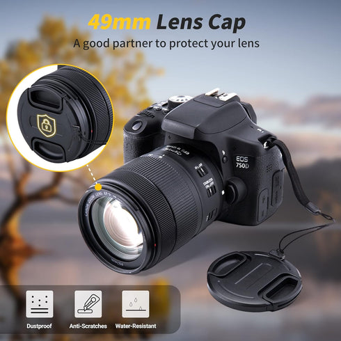 49mm Center Snap-on Lens Cap JJC Camera Front Lens Cover for Canon Nikon Fujifilm Sony Olympus Panasonic any Lens with 49mm Filter Thread Replaces...