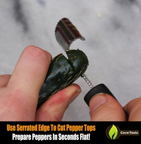 Cave Tools Jalapeno Pepper Corer and Deseeder to Peel or Slice Off Bell, Banana, or Chili Pepper Tops/Stems For Roasting Poppers on Grill, Smoker,...