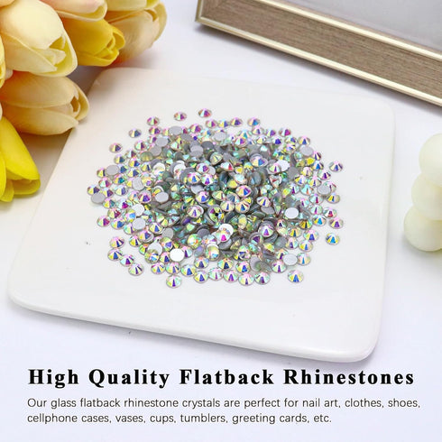 1440PCS SS20 Crystal AB Flatback Rhinestones Round Gems for Nail Art and Craft Clothes, Glue Fix Crystal Glass Diamond Stones (4.6-4.8mm)...