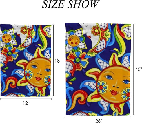 ZHONGJI Garden Flag Yard Flag Mexican Talavera Cute Pattern Blue Vertical Double Sided Design Seasons Holidays Yard Outdoor Polyester 12x18 Inch...