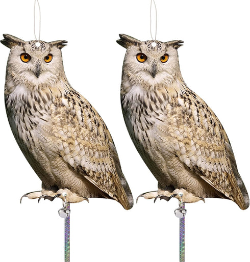 Fake Owls to Keep Birds Away, Bird Scare Devices, Bird Control, Cardboard Garden Decor Outdoor, Hanging Reflectors to Keep Pigeons Away from House...