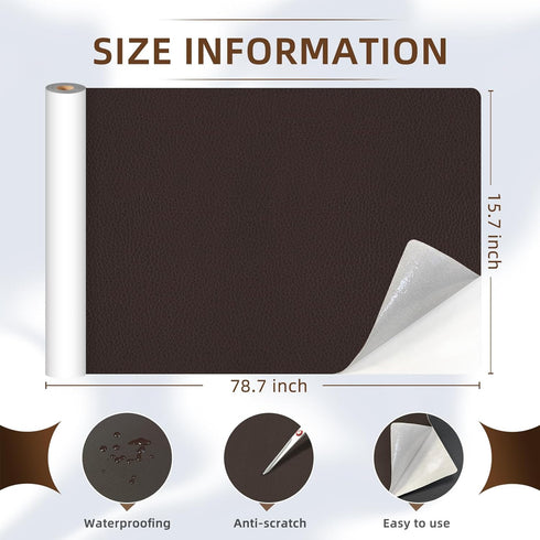 CHEIGHY Leather Repair Kit, Self Adhesive Leather Repair Patch for Furniture 15.7X78.7 inch Vinyl Repair Kit for Couches Car Seats, Sofa, Office C...