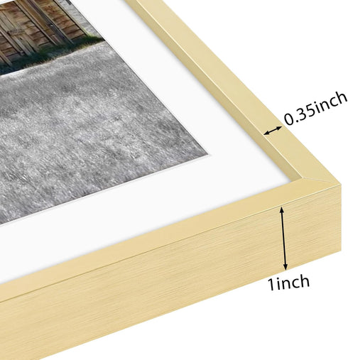 Golden State Art, 8x10 Gold Picture Frame Display Photo 5x7 with Mat or 8 x 10 Without Mat for Wall Mounting, Classic Satin Aluminum Frames with R...