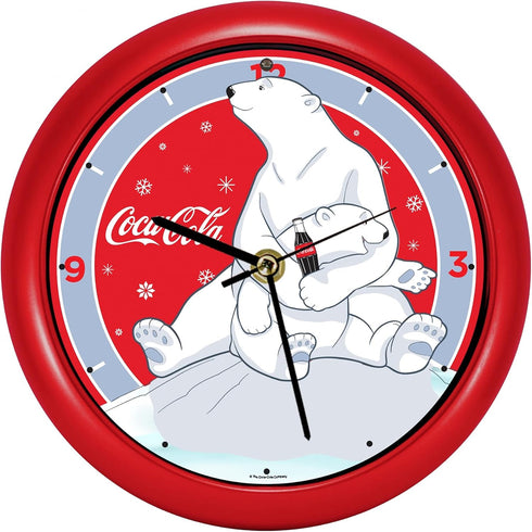Mark Feldstein & Associates Coca Cola Polar Bear Hugs Festive Red 8 inch Holiday Carol Sound Clock...