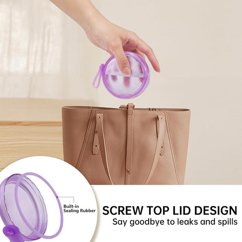 Leakproof Denture Case Purple Denture Soaking Cup False Teeth Container, Dental Denture Bath Holder Storage Box Retainer Cleaner Case for Travelin...