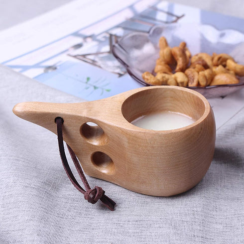 Mochiglory Wooden Mug Nordic Style Handmade Natural, Portable Wooden Drinking Cup for Coffee, Tea and Milk...