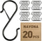 20 Pcs S Hooks Hanging Safety Buckle, 3.5 Inch Stainless-Steel Heavy-Duty S Hooks, Kitchen Pot Rack Hooks, Closet Hooks for Hanging Kitchen Utensi...