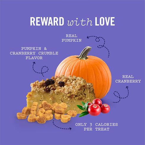 Three Dog Bakery Soft and Chewy Super Rewards with Superfoods Dog Treats, Low Calorie Dog Training Treats for Dogs, Pumpkin & Cranberry Crumble Fl...