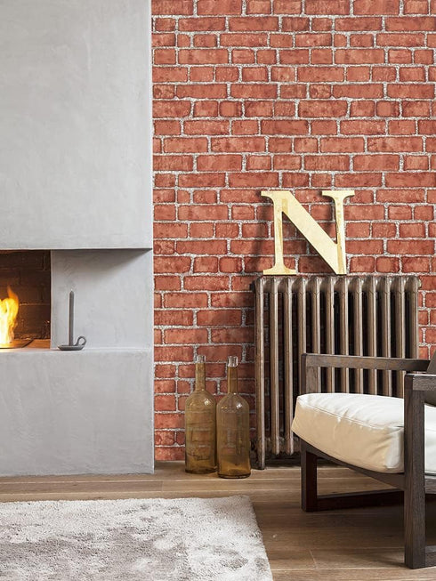 Cohoo Home Red Peel and Stick Wallpaper Brick Contact Paper 18” ×197” Faux 3D Brick Wall Paper Red Self Adhesive Wallpaper Removable Wallpaper Bri...
