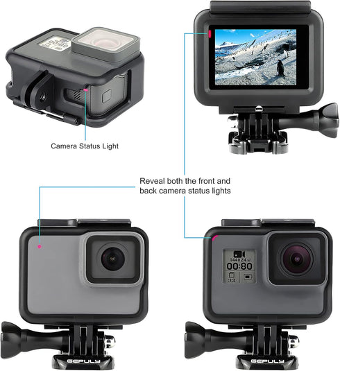 Frame Mount Housing Case for GoPro Hero 7 6 5 Black, Hero 7 Silver, Hero 7 White, Hero (2018) Cameras - Includes Quick Release Buckle and Tripod A...