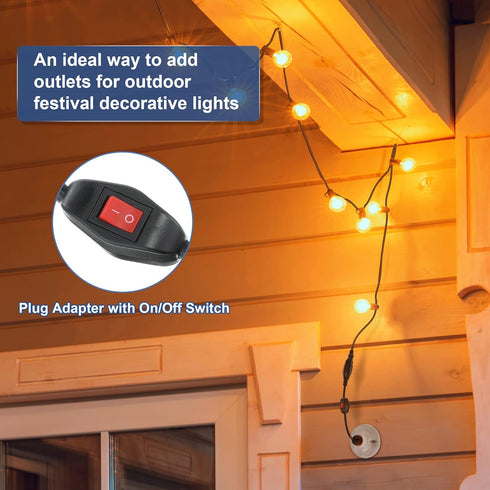 3 Outlet Light Socket Adapter, Convert E26/E27 Bulb Socket to 3 Prong Outlet with On/Off Switch, Flexible Light Socket Converter Suitable for Indo...
