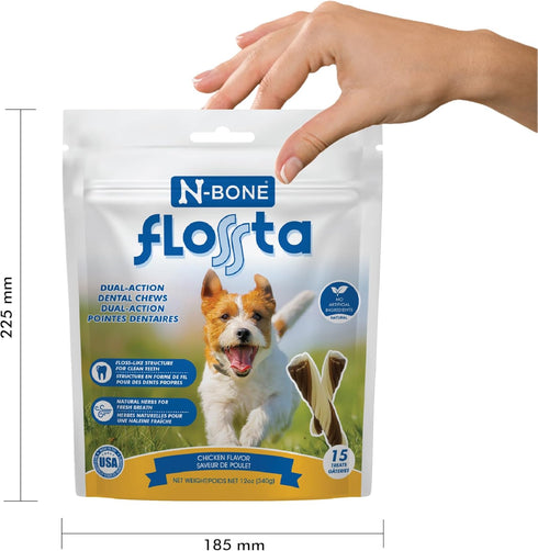 N-Bone FLOSSta Dual Action Dental Chews Chicken Flavor, 12-oz bag...