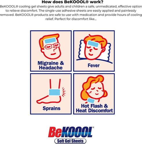 Be Koool Cooling Relief for Migraine, Soft Gel Sheets, 4 Sheets (Pack of 4)...