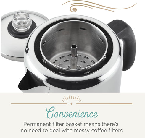 Farberware Classic Yosemite Stainless Steel Coffee Percolator - 8 Cup, Silver...