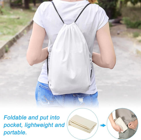 PATIKIL Cotton Drawstring Bags, Cotton Drawstring Backpack Foldable Sports Gym Bags for Women Men Gym Sports Trip, Brown...