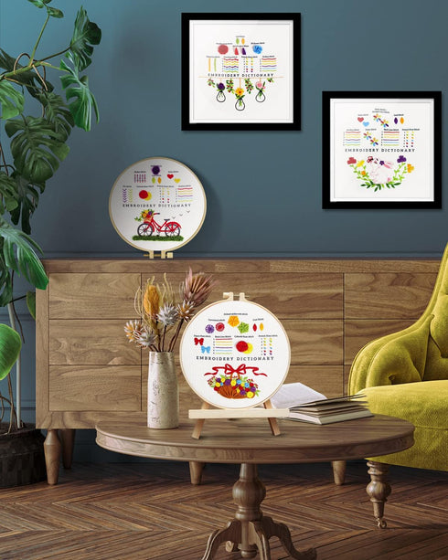 TINDTOP Embroidery Kit for Beginners, 4 Pack Cross Stitch Practice Kits for Beginners Include Embroidery Cloth Hoops Threads for Craft Lover Hand ...